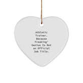 Funny Athletic Trainer Gifts from Friends, Heart Ornament for Men, Women, Coworkers or Family - Because Freaking' genius Is Not An Official Job Title. - Image 1